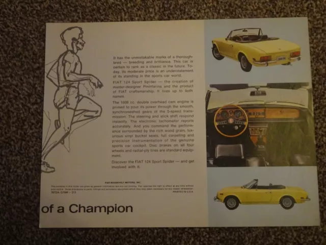 FIAT 124 SPORT SPIDER - Un articolo originale in vendita USA... dal 1966.. 2