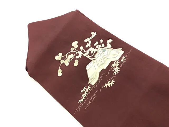 6550049: Japanese Kimono / Vintage Nagoya Obi / Shioze / Embroidery / Scenery