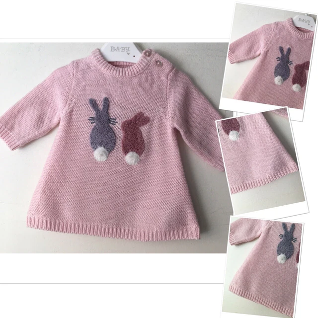 Abito maglione coniglio neonata bambina neonata luccicante fino a 7,5 libbre