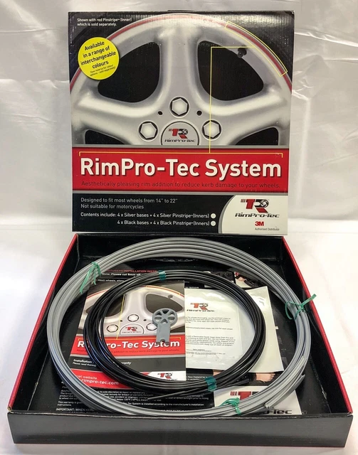 PROTEZIONE CERCHIO RUOTA (RIM-PRO TEC) 4x Argento Esterno con 4x Nero Interno 14"-22"