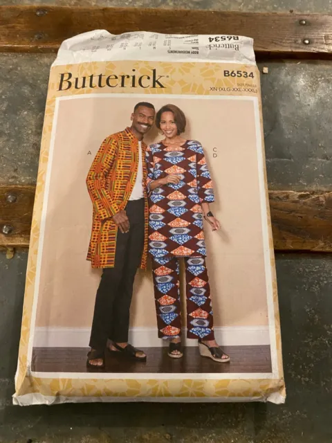 New Butterick Misses And Mens Coat Tunic Pants Sewing Pattern XL - XXXL B6534