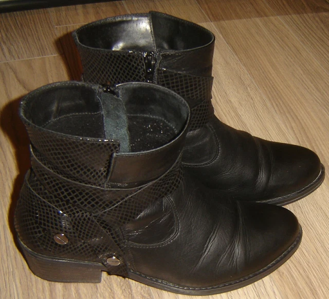 Bottines Pointure 39 Cuir Noire Femme Talons De 3Cm Prevoir Talonnettesa Changer 2