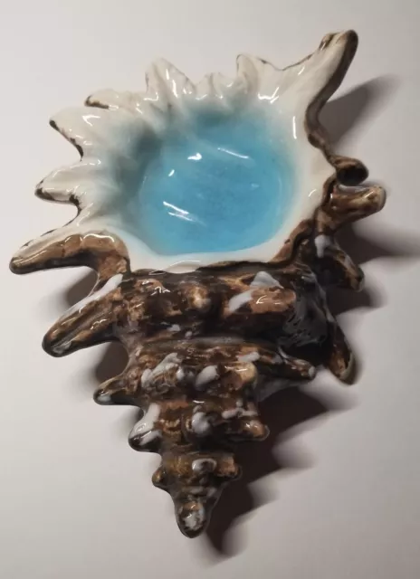 Vintage Ceramic Seashell Ashtray Nautical decor Shell Art Pottery Trinket Dish