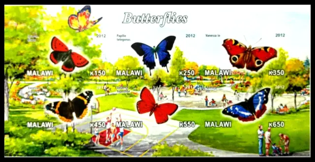 124.MALAWI 2012 Tampon S/S Insectes, Papillons. MNH
