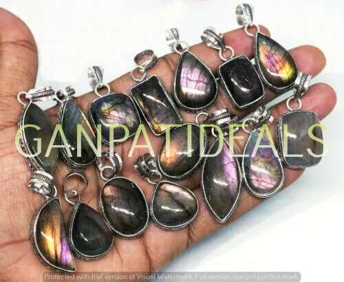 Big Sale ! Labradorite Gemstone Wholesale Pendant Lots 925 Silver Plated Jewelry