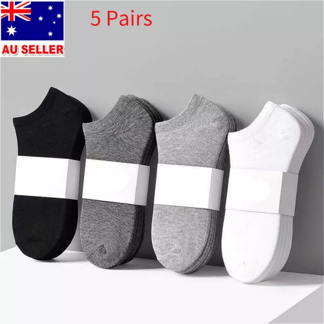 5x Pairs Low Cut Socks Soft Breathable Non-Slip Casual Ankle Running Men Women