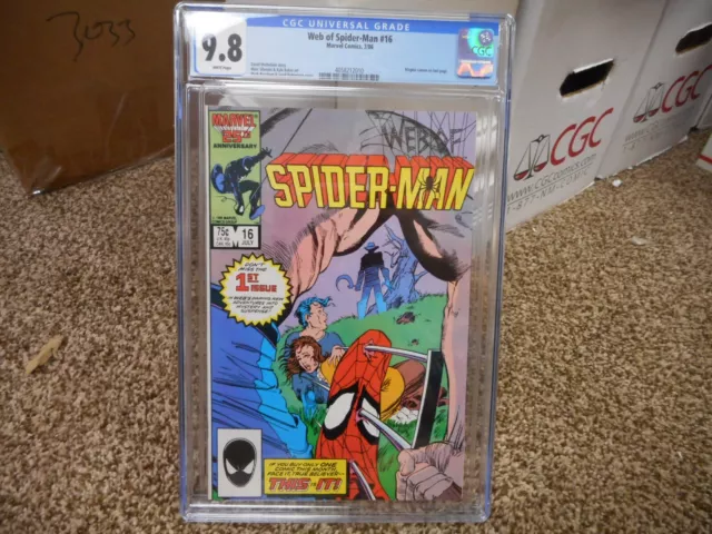 Web of Spiderman 16 cgc 9.8  Marvel 1986 1st issue mystery and suspense WP NM