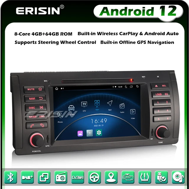 Erisin 8.8 Android 14 8-Core Autoradio Bluetooth 5.0 per BMW Serie 3 E90 E91 E92 E93 5 Serie E60 E61 6 Serie E63 E64 CCC Supporta GPS Navigatore IPS iDrive OEM CarPlay