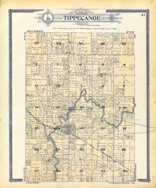 1908 atlas MARSHALL COUNTY INDIANA history plat maps GENEALOGY DVD P130