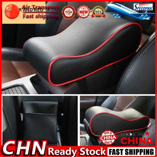 PU Leather Memory Foam Console Armrest Cushion Car Accessories (Black+Red) Fr