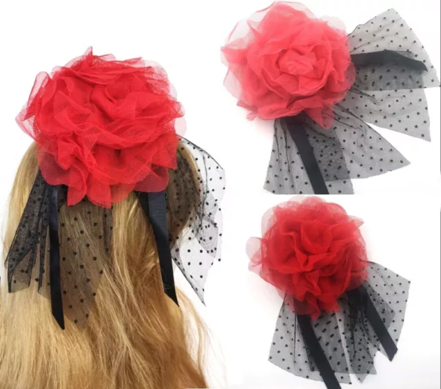 Fascinator Haarkamm/spange Ansteckblume Haarschmuck Tüll Schleier Hochzeit Braut