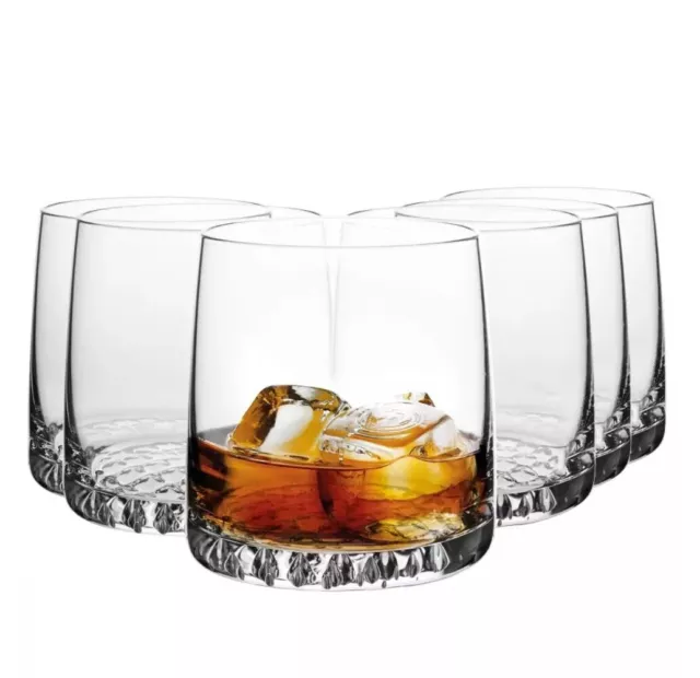 Krosno Fjord Vasos de whisky brandy ron bebidas | 6 pcs | 300 ml | Lavavajillas