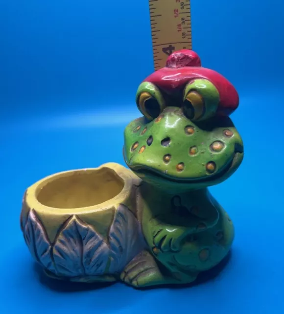 VINTAGE HANDCRAFTED ADORABLE Glazed Frog Planter - Japan Exclusive Htf ...