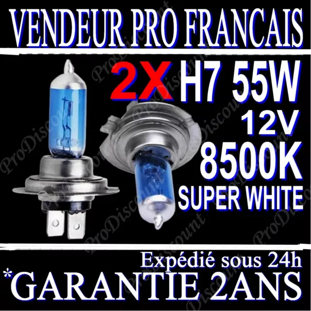 Kit DE 2 Ampoule Lampe Halogene Feu Phare XENON GAZ SUPER WHITE H7 55W 8500K 12V