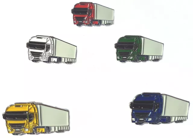 Truck/Lorry Set of 5 Metal Enamel Pin Badge Red/White/Green/Yellow/Blue