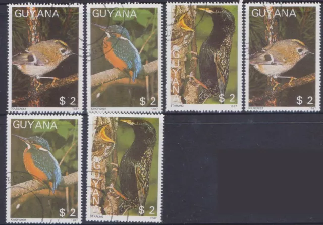 (F65-3) 1987 Guyana mix of 6stamps birds (C)