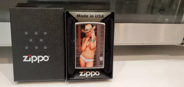 New Zippo Pin-up COWGIRL MIRANDA Chrome Lighter Sealed