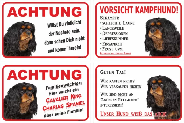 Schild Achtung Cavalier King Charles Spaniel Versch. Texte Gr. 15x20 bis 60x40cm