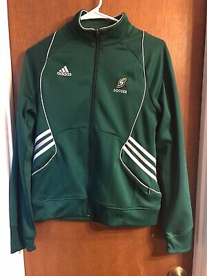 Adidas Climalite Youth Athletic Zip Up Fleece Jacket Green Soccer Activewear