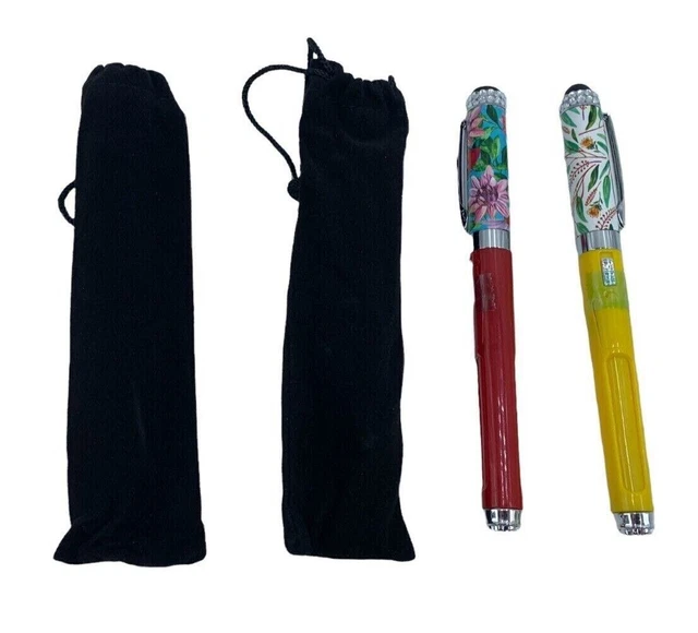 Lot 2x Bell/Howell KnightHawk Pen with Lighted magnifier Floral Designs