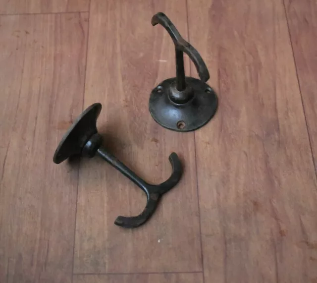 2p Vtg Iron black painted Swivel Double Hook beam ceiling hanging Hook farm deco
