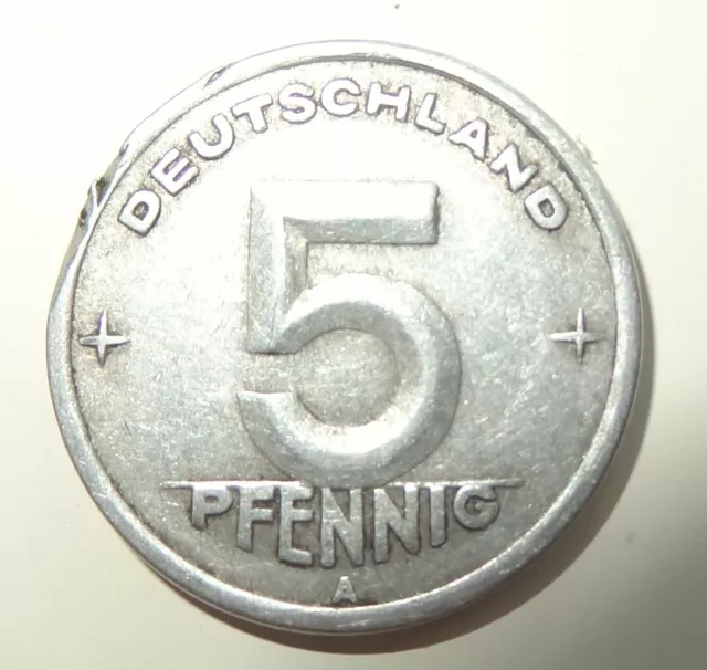 Deutschland 5 Pfennig Geldstück 1948 DDR Münze Silber Alu Ähre auf einem Zahnrad 2