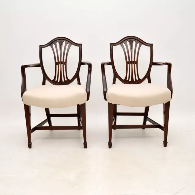 Pair of Antique Georgian Style Mahogany Carver Armchairs 2