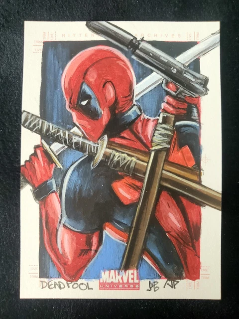 Deadpool 2011 Marvel Universe Sketch Card by Jason Potratz & Jack Hai JP/JH Deadpool 2011 Marvel Universe Sketch Card by Jason Potratz & Jack Hai JP/JH