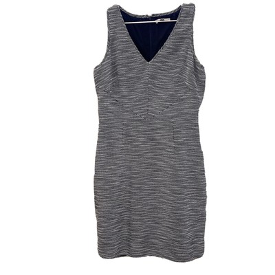 Banana Republic Black & White V-Neck Tweed Sheath Career Dress Women's Size 12