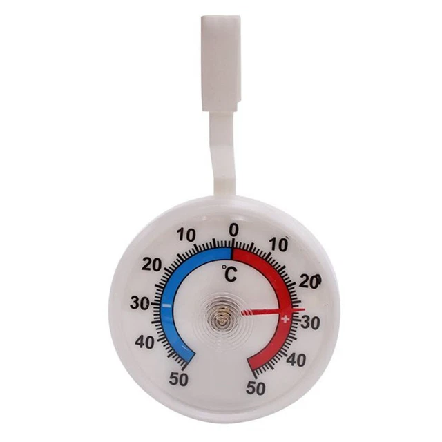 Termometro Per Frigorifero E Congelatore A Quadrante Grande - Bianco, Diametro 6.5cm, Meccanico, Preciso, Sicurezza Alimentare