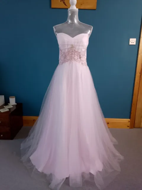 Exquisite Bnwt Crystal Breeze Dress 20 £330 Pink Jewel Net Prom Evening Wedding
