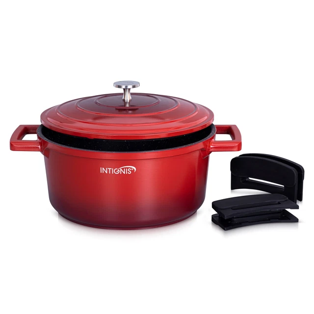 4.7 L Pan Casserole Dish Red Ovenproof Pot & Lid Induction Dutch oven Proof
