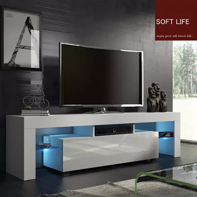 Modern Minimalist TV Cabinet Living Room With High Gloss LED Lights TV Cabinet