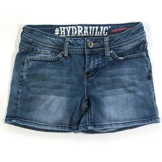 Hydraulic Lola Curvy Jean Shorts Womens Sz Jr 3 Stretch 4" Inseam Low Rise