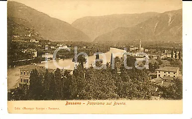 1900 ca BASSANO DEL GRAPPA Panorama sul Brenta *Cartolina VINTAGE FP NV