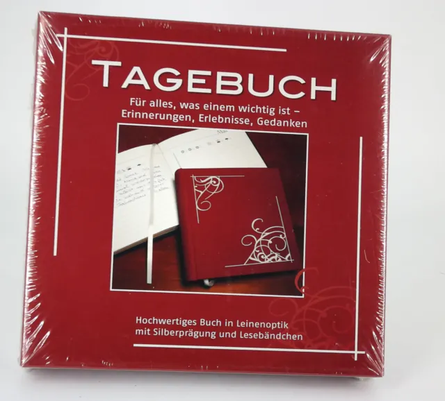 Tagebuch in Leinenoptik mit Silberprägung  18,5 x 18 x 3,5 cm (Umverpackung)