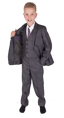 Boys Formal Grey Suits Wedding PageBoy Party Prom 5 Piece Suit 2-15 Years