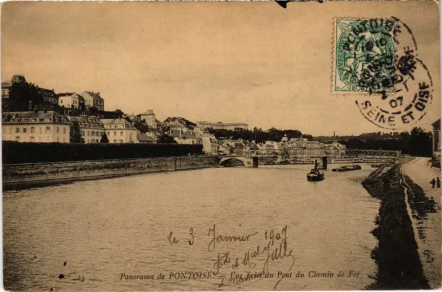 CPA Panorama de PONTOISE - Vue prise du Pont du Chemin de Fer (107544)