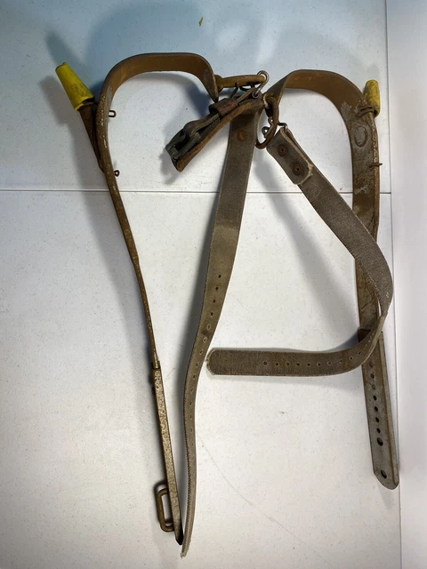 Vtg. Pair Bell System Adj. Pole Tree Climbing Spikes Gaffs 18” Buckingham ,N.y