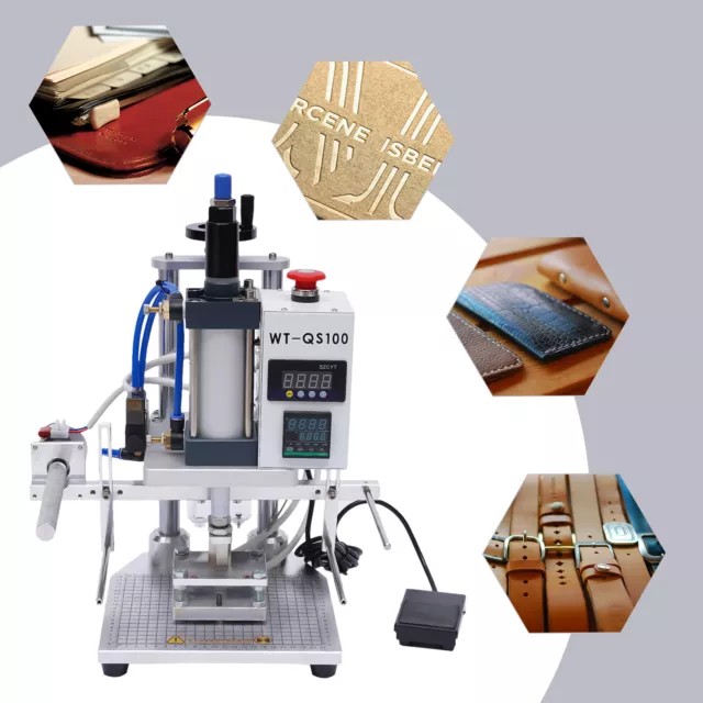 110V 8x10CM Hot Foil Stamping Machine Air Pneumatic Leather PU PVC Logo Press