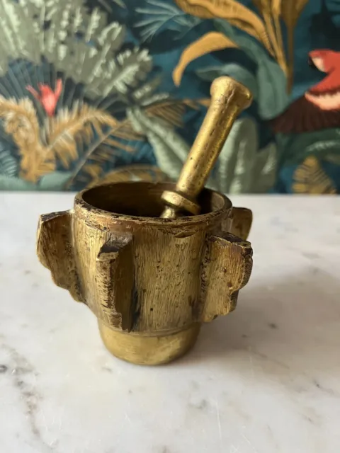 17th century Antique bronze French apothecary mortar and pestle