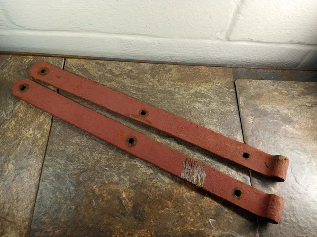 Antique Cast Iron Barn Door Hinges - 19" - Original Iron Rustic Primitive Decor