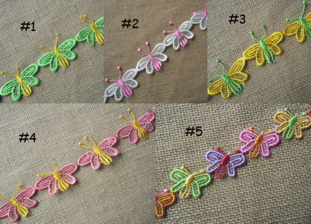 5 Colors Butterfly Rayon Venise Lace Green White Yellow Pink Colorful zhs16