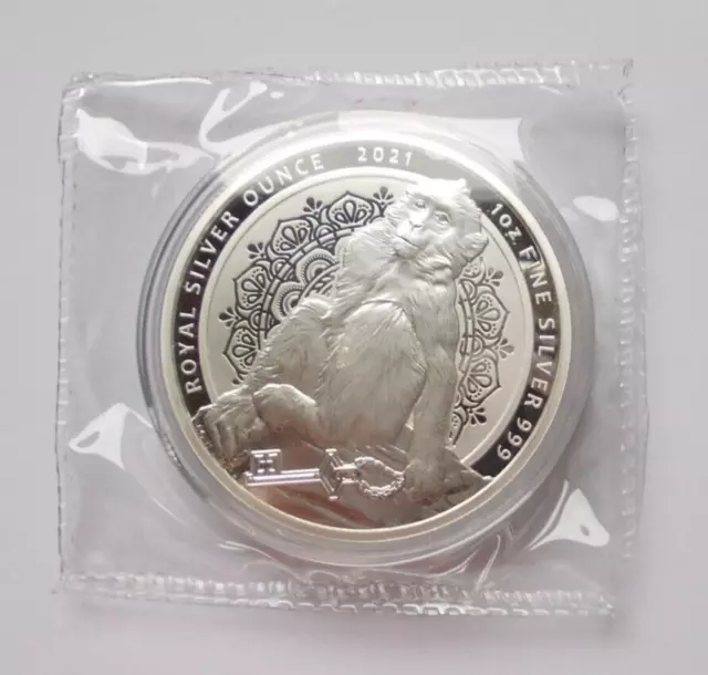 1 oz./Unze Berberaffe Silber-Münze Gibraltar 2021 in Kapsel +Folie OVP prooflike