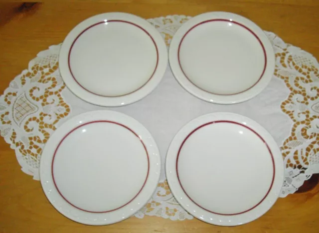 Vintage Syracuse China Railroad  CARDINAL RED LINE 5" Plates ~ Set of 4 ~