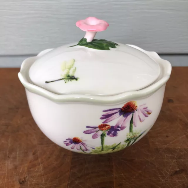 Lenox American by Design "Floral Meadow" Pattern Sugar Bowl - Dragonfly Accent