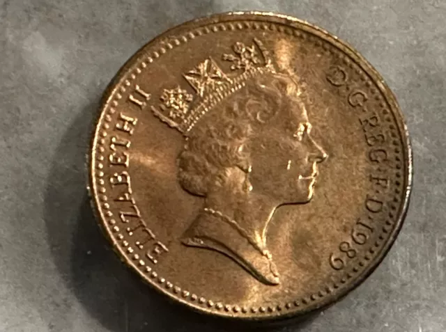 1989 UK One Penny Coin Queen Elizabeth II Great Britain England