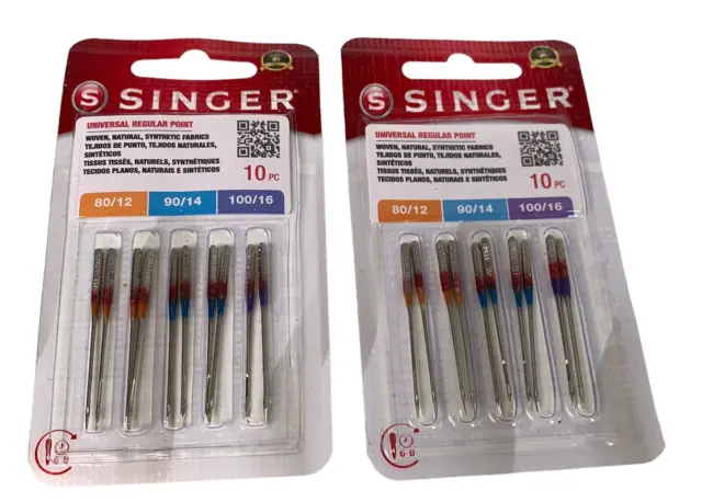 SINGER Regular Point Universal Sewing Machine Needles, Size 80/12