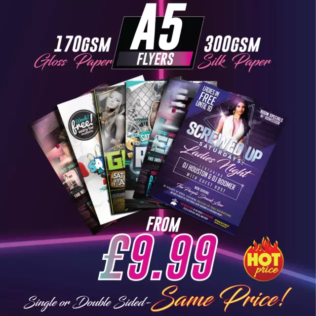 A5 Flyers Leaflets Printed Full Colour 170gsm Gloss 300gsm Silk Flyer PrintingA5