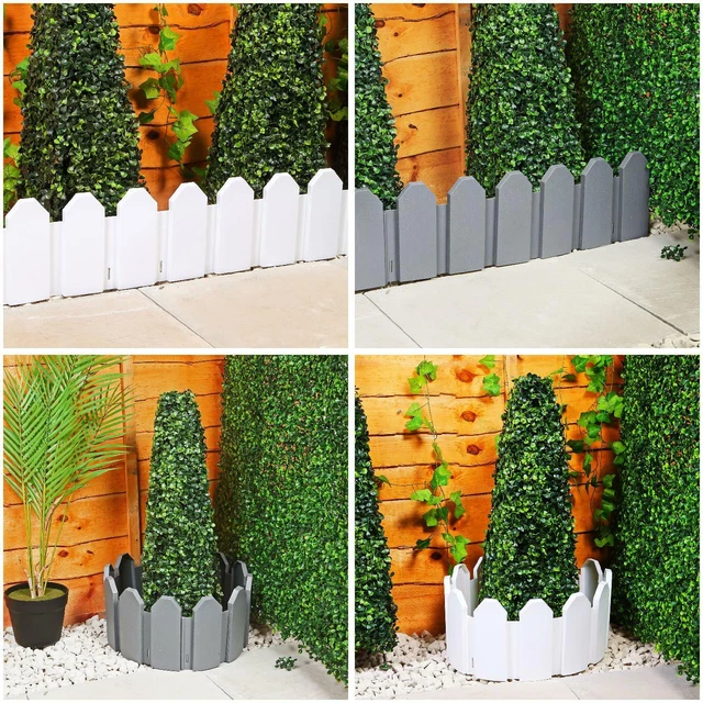 PLASTIC WOOD EFFECT Interlocking Garden Border Fence Picket Lawn Plant